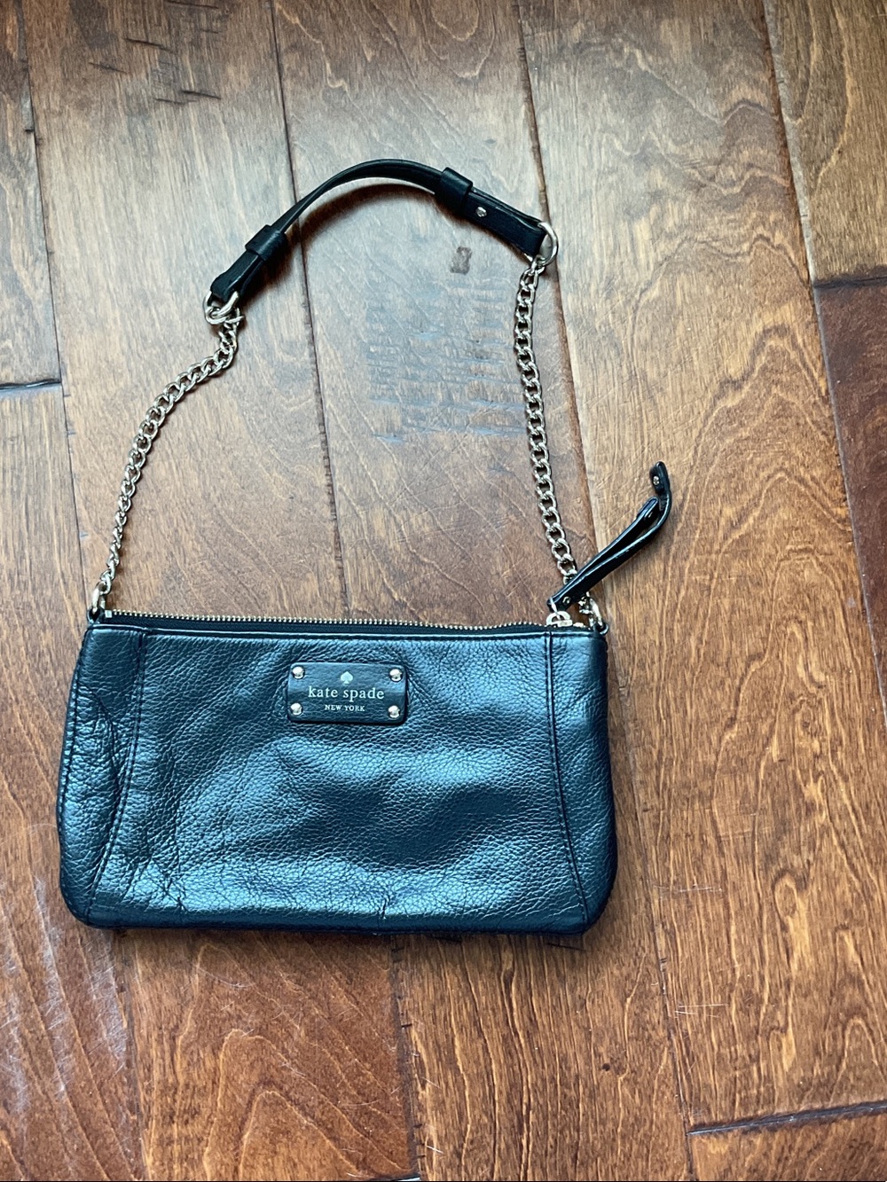 kate spade Black Leather Chain-Accent Wristlet